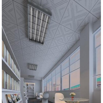 图书馆室内装饰吊顶造型铝天花定制/600*600mm雕花铝扣板