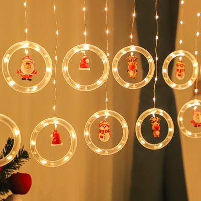 跨境圣诞节日窗帘灯房间布置橱窗装饰许愿灯圣诞老人卡通造型灯