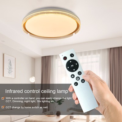 新款现代简约LED吸顶灯72W红外遥控无极调光圆形公寓卧室灯客厅灯