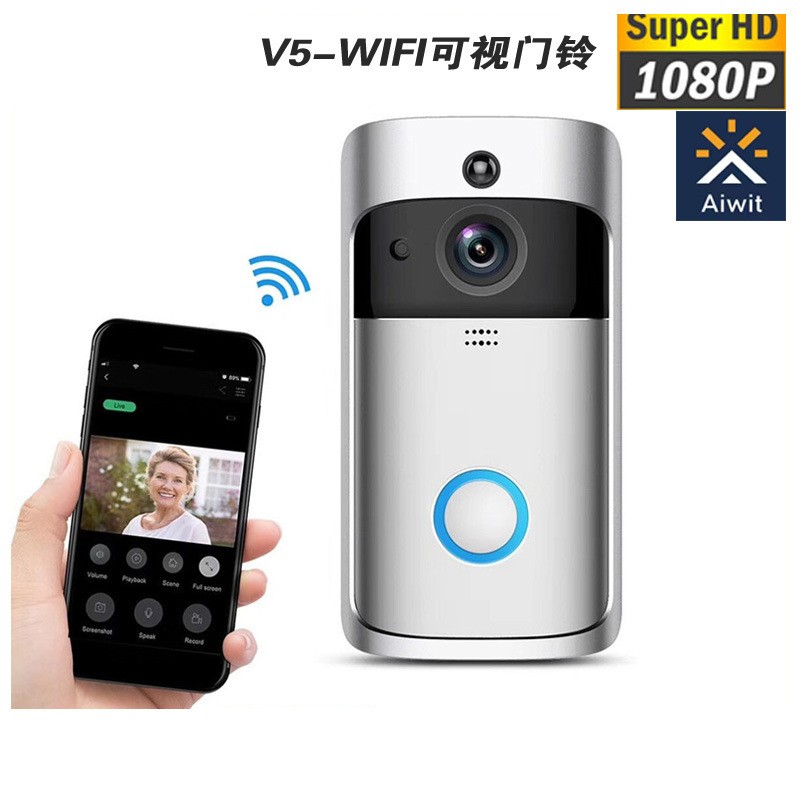 智能WIFI可视门铃无线可视门铃手机远程家用监控视频语音对讲V5