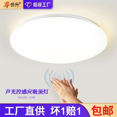 LED声光控吸顶灯8W12W吸顶灯 圆形楼道走廊智能感应声控吸顶灯