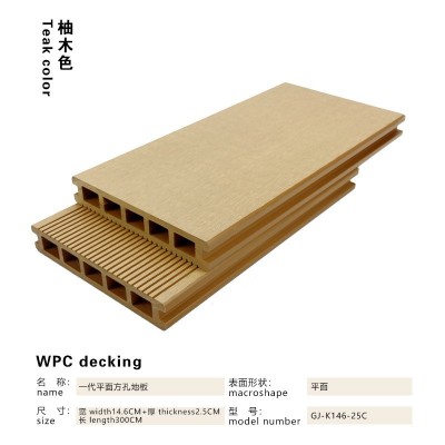 平面WPC decking塑木方孔户外地板S木塑板条防腐防水148*25外贸单
