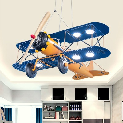 复古飞机儿童房间男孩卧室吸顶灯具 欧式美式卡通创意LED护眼吊灯