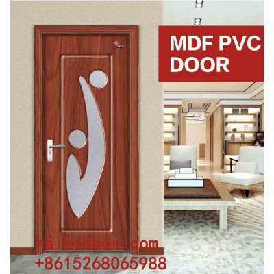 木门厂家外贸出口免漆PVC MDF 室内门木质玻璃门