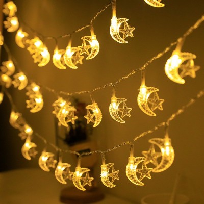 新款中东五角星星月亮城堡宫殿LED灯串电池USB圣诞节日装饰品彩灯